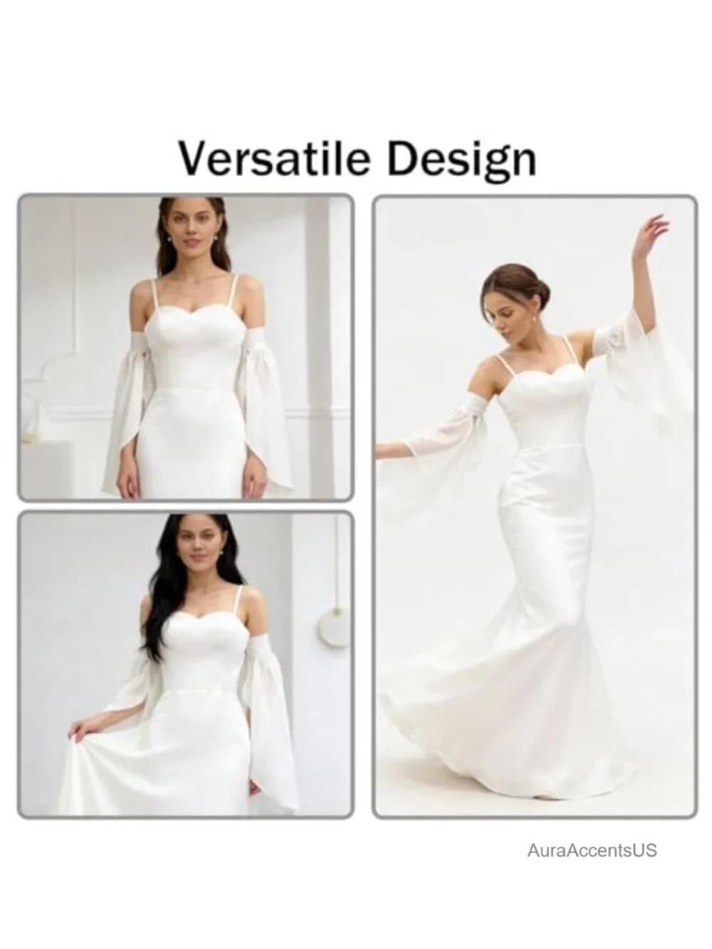 Women's Victorian Long Tulle Bell Sleeves with Adjustable Tie Cuffs, Chiffon